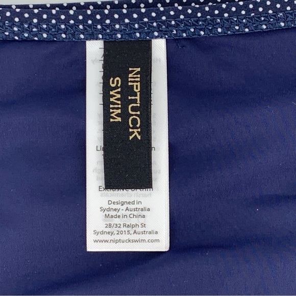 Nip Tuck NWT Navy with White Polka Dots Mid Rise Full Coverage Bikini Bottoms, 6 - Picture 13 of 15